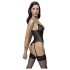 Body ouvert en dentelle avec porte-jarretelles noir Cottelli - L