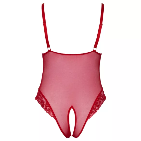 Cottelli Curves - body en dentelle transparente (rouge) - 2XL