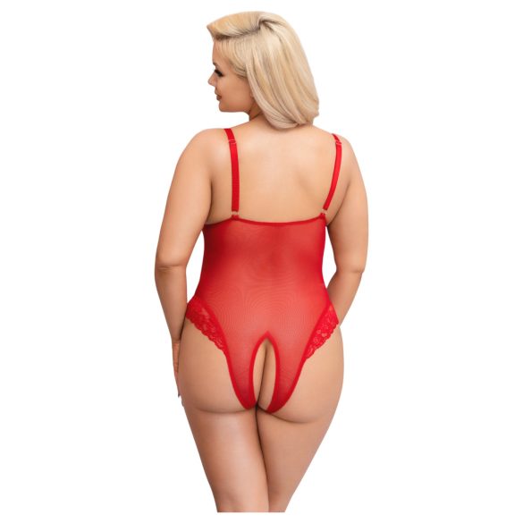 Cottelli Curves - body en dentelle transparente - rouge - 3XL