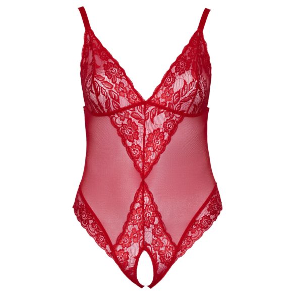 Cottelli Curves - body en dentelle transparente - rouge - 3XL