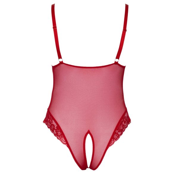 Cottelli Curves - body en dentelle transparente - rouge - 3XL