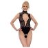 Body ouvert en dentelle et strass noir - M