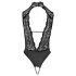 Body ouvert en dentelle et strass noir - M