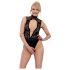 Body ouvert en dentelle et strass noir - M