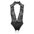 Body ouvert en dentelle et strass noir - M