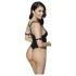 Cottelli Bondage - body ouvert brillant avec anneaux - noir