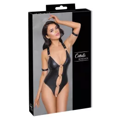   Cottelli Bondage - body ouvert brillant avec anneaux - noir - M