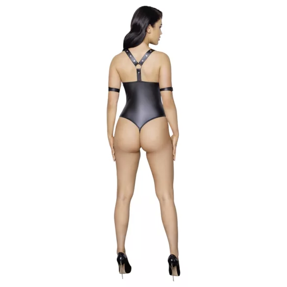 Cottelli Bondage - body ouvert brillant avec anneaux - noir - M
