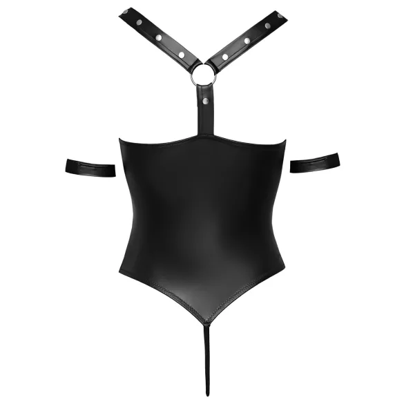Cottelli Bondage - body ouvert brillant avec anneaux - noir - XL