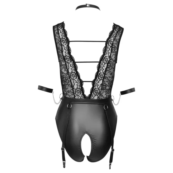 Cottelli Bondage - body dentelle tour de cou - noir