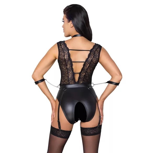 Cottelli Bondage - body dentelle tour de cou - noir - XL