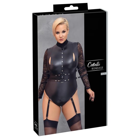Cottelli Bondage Grande Taille - Body manches dentelle (noir)