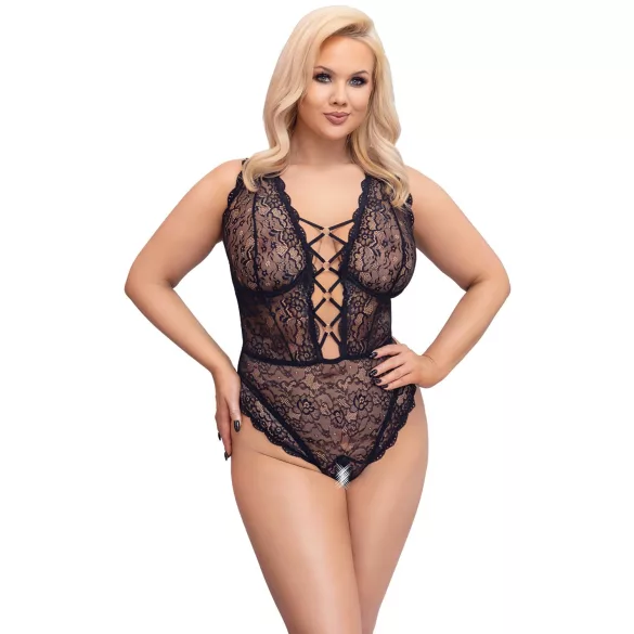Cottelli Curves - body transparent grande taille - dentelle noire
