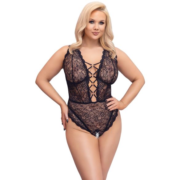 Cottelli Curves - body transparent grande taille - dentelle noire - 90D/XL