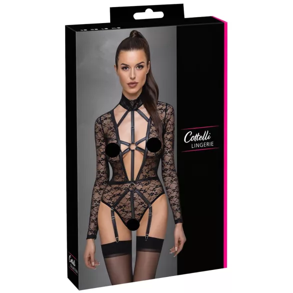 Cottelli - body transparent à bretelles - noir