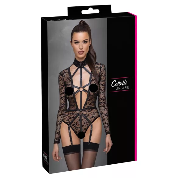 Cottelli - body transparent à bretelles - noir - M