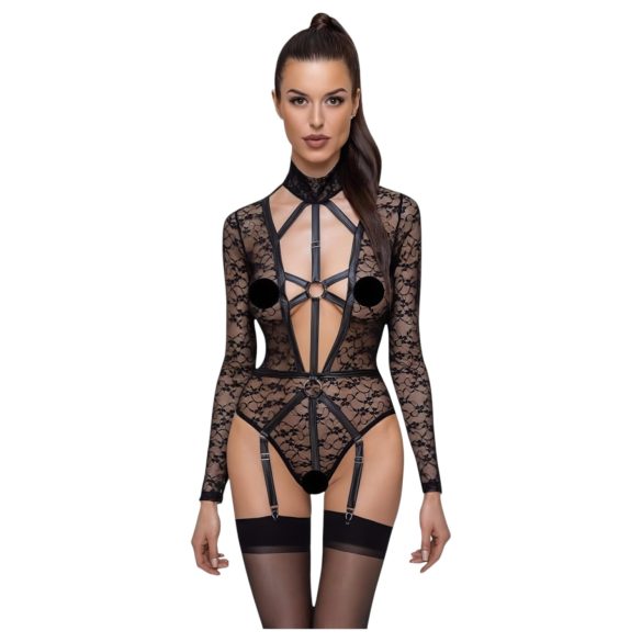 Cottelli - Bodystocking transparent à bretelles (noir) - L