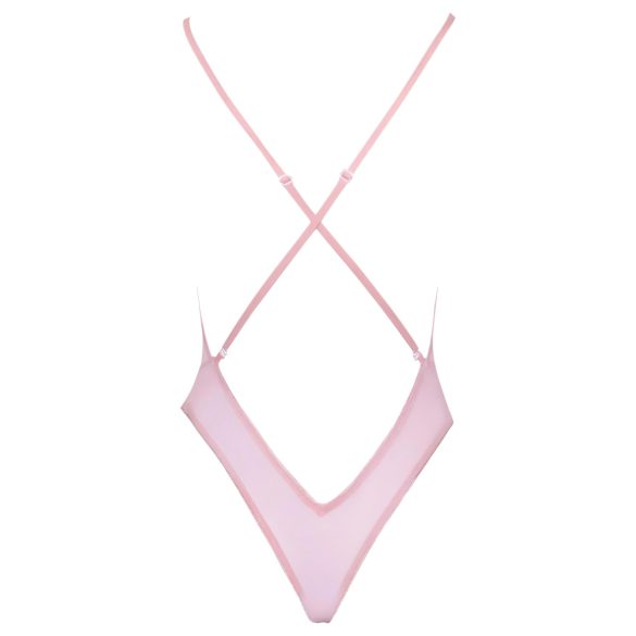 Kissable - body en dentelle brodée de roses - rose - L/XL