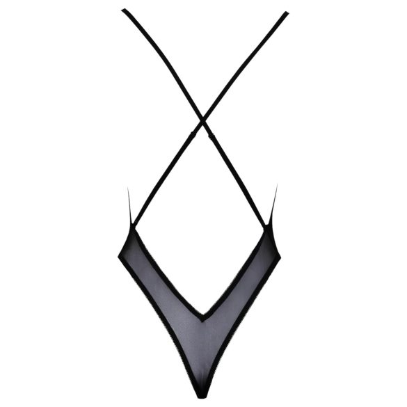 Body noir brodé rose "Kissable" - L/XL