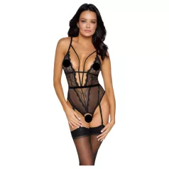   Cottelli - body ouvert à bretelles avec porte-jarretelles - noir - L