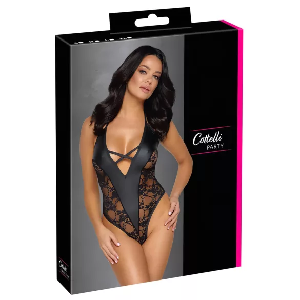 Cottelli Party - body lingerie à motif floral - noir