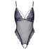 Cottelli - body en dentelle ouvert brodé - noir violet