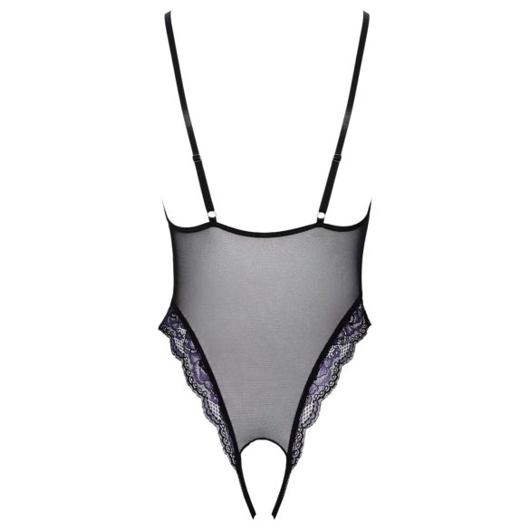 Cottelli - body en dentelle ouvert brodé - noir violet