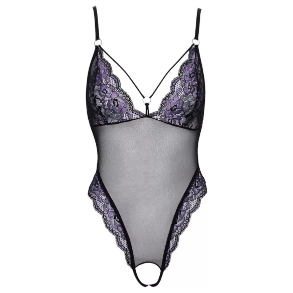 Cottelli - body en dentelle ouvert brodé - noir violet - L