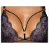 Cottelli - Body en dentelle brodée, ouvert (noir-violet) - XL