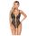 Abierta Fina - Body ouvert en dentelle strassé (noir) - XL