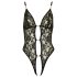 Abierta Fina - Body ouvert en dentelle strassé (noir) - XL
