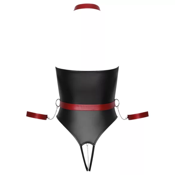Cottelli Bondage - body brillant + attaches pour bras et cou (noir)