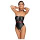 Cottelli Bondage - Body brillant et menottes (noir) - M