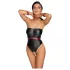 Cottelli Bondage - body brillant + attaches pour bras et cou (noir) - L