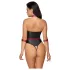 Cottelli Bondage - body brillant + attaches pour bras et cou (noir) - L