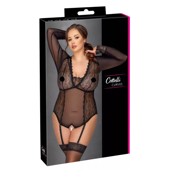 Cottelli Curves - body transparent (noir) - 2XL