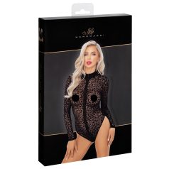 Noir - body à manches longues motif léopard (noir) - M