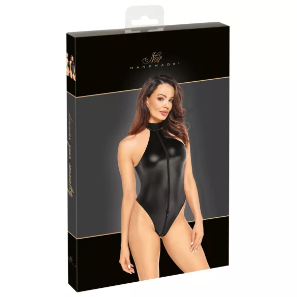Noir - body brillant à col halter (noir) - L