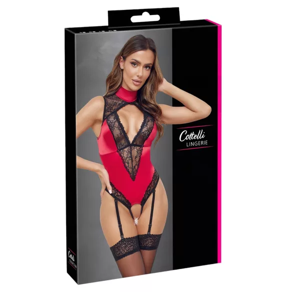 Cottelli - body en dentelle à tour de cou - rouge