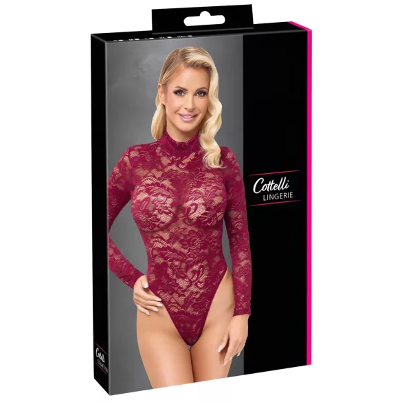 Cottelli - Body en dentelle transparente rouge