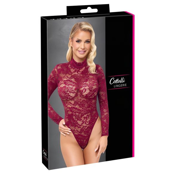 Cottelli - Body en dentelle transparente rouge - L