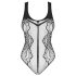 Obsessive B335 - Bodysuit transparent et ouvert (noir) - S-L