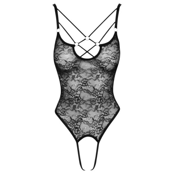 Cottelli - body en dentelle transparent et ouvert - noir - M