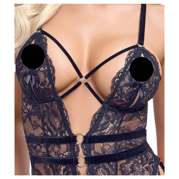 Cottelli - body sexy ouvert à bretelles - noir - L