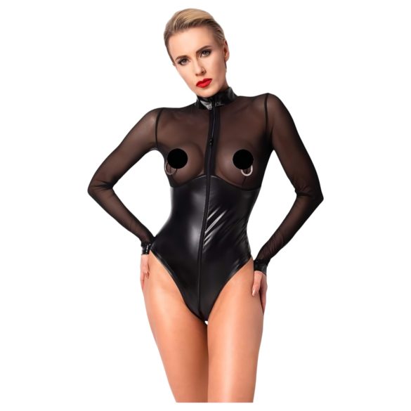 Noir - Body brillant avec insert transparent (noir)