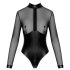 Noir - Body brillant avec insert transparent (noir) - L