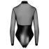 Noir - Body brillant avec insert transparent (noir) - L