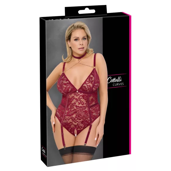 Cottelli Curves - body en dentelle à chaînes - rouge