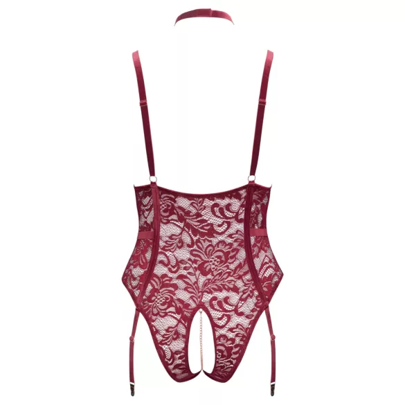 Cottelli Curves - body en dentelle à chaînes - rouge - 2XL