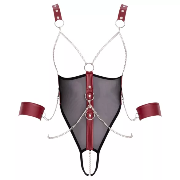 Cottelli Bondage - body ouvert à lanières avec chaîne - noir - L